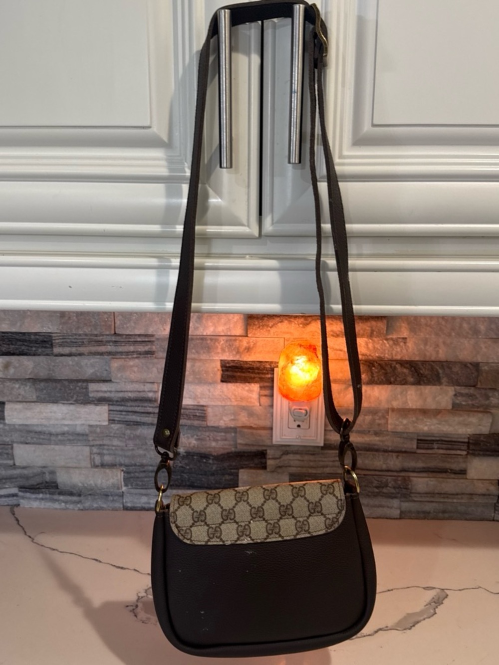 Small GG Monogram Crossbody Bag - Brown/Beige - Picture 4 of 5
